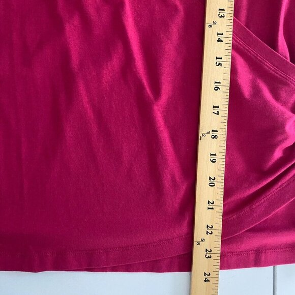 LL Bean Supima Cotton Blend Wrap Blouse Size Petite L Pink Long Sleeve V Neck - Picture 8 of 9